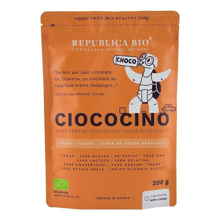 Ciococino, basis voor biologische warme chocolademelk, 200 g, Republica Bio