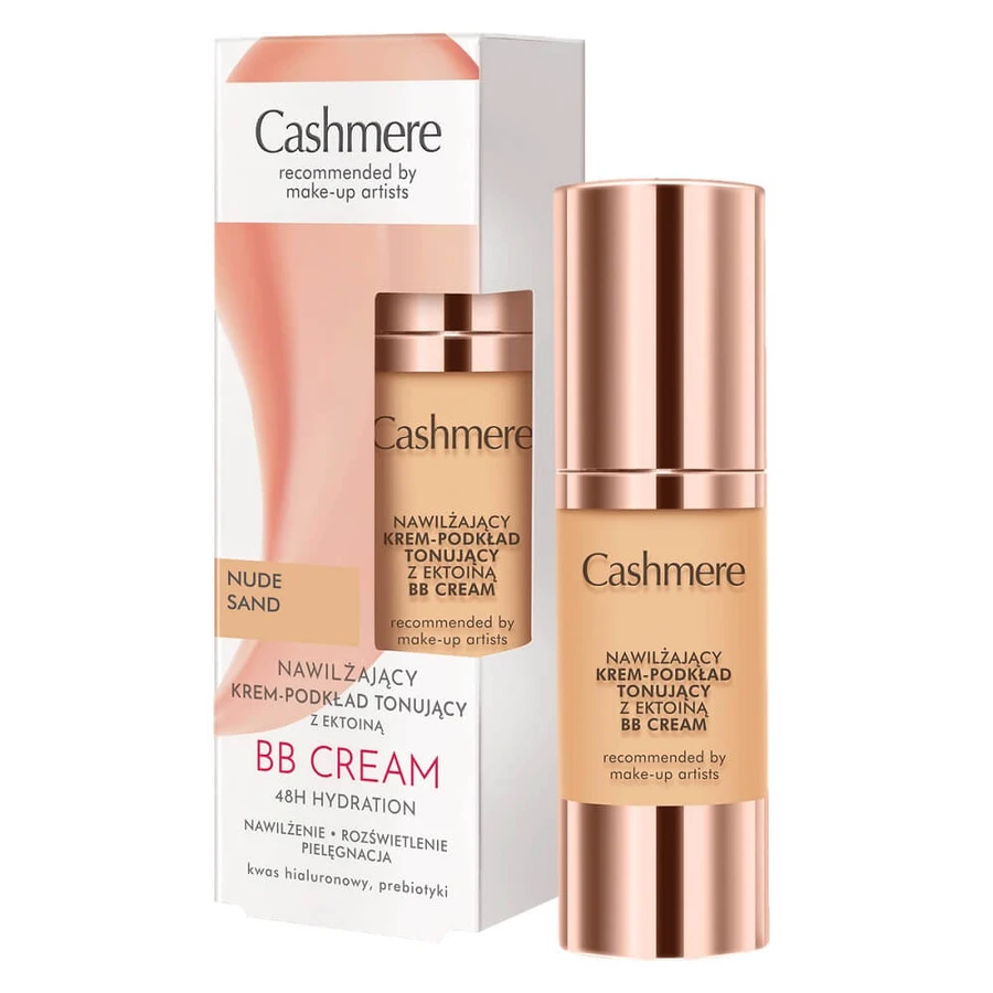 Cashmere vochtinbrengende crème-toning foundation met ectoine Nude Sand, 30 ml