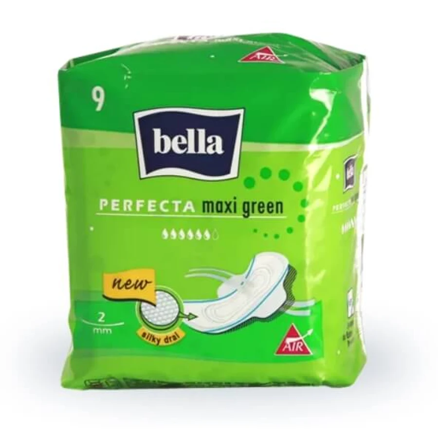 Maandverband Bella Perfecta Maxi Groen, zijdeachtig Drai, 9 stuks