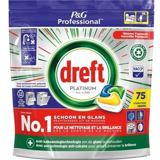 Dreft Platinum All in One Kapsułki do zmywarki cytrynowe, 75 sztuk