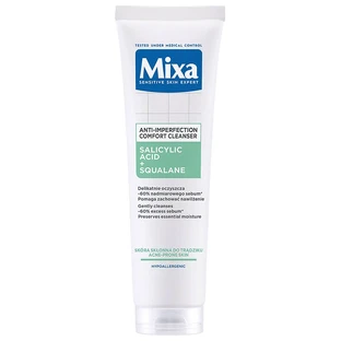 Mixa Comfort Gel Limpiador Facial contra las imperfecciones Ácido salicílico + Escualeno, 150 ml