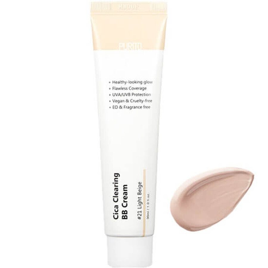 BB Cream 21 Licht Beige Cica Clearing Gezichtskleur, 30 ml, Purito