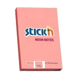 Stick'n, Selbstklebender Notizblock, 100 Blatt pink neon