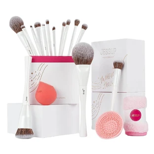 Jessup Cloud Dancer Make-up kwasten geschenkset, 17 stuks