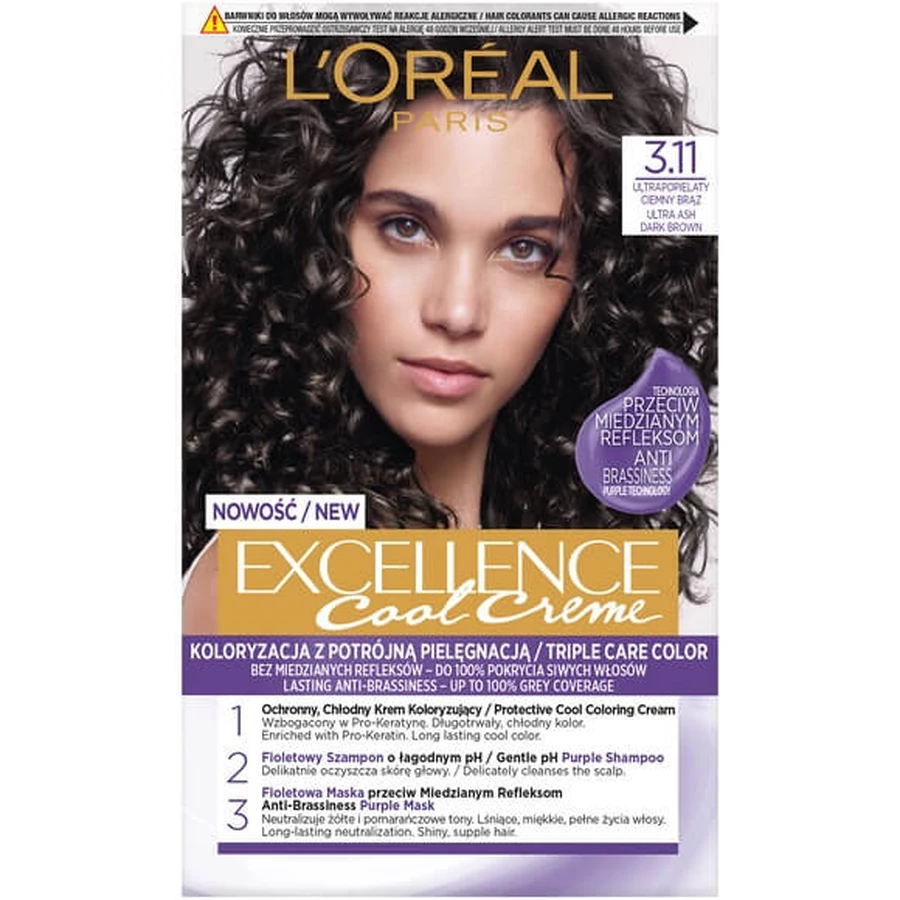 L Oreal Paris Excellence Cool Creme Farbstoff 3.11 Ultra Dark Brown