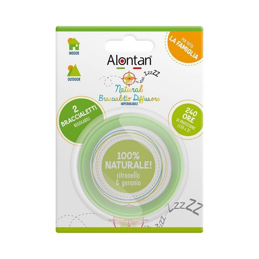 Verstelbare anti-insectenarmband, Alontan Natural, 2 stuks, Pietrasanta Pharma