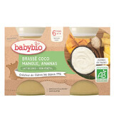 Kokosmelkcrème met mango en ananas, 2x130 gr, BabyBio
