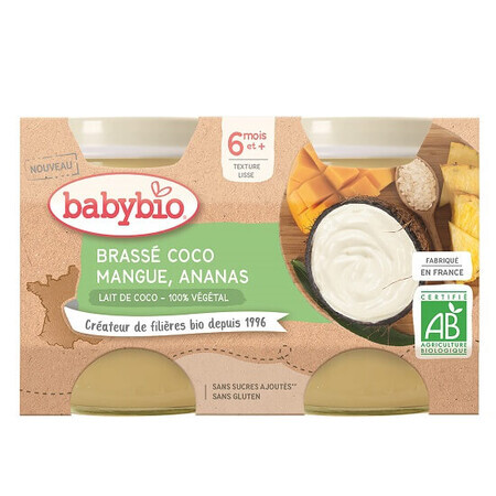 Crema al latte di cocco con mango e ananas, 2x130 gr, BabyBio