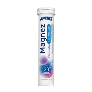 Apteo Magnesium Forte Extra cu vitamina B6 aromă de lămâie, 20 comprimate efervescente
