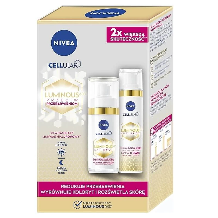 Nivea Cellular Luminous 630 Anti-Pigmentation Day Cream Set 40 ml + Intensive Serum for Hyperpigmentation, 30 ml