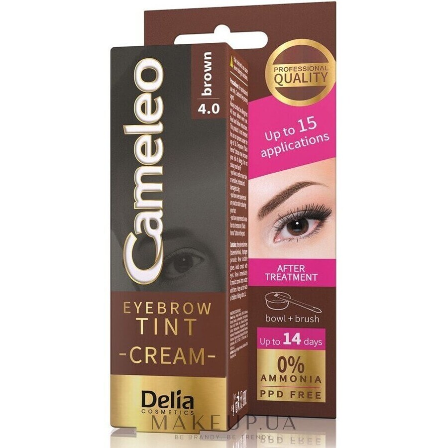 Cremă pentru sprâncene Cameleo, Brown 4.0, 15 ml, Delia Cosmetics