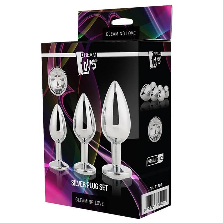 Dream Toys Gleaming Love Silver Plug Set anal plug, 3 pieces