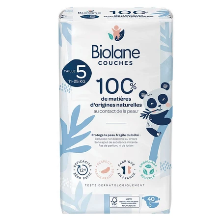 Biolane Naturals Ecological Diapers Size 5 x40