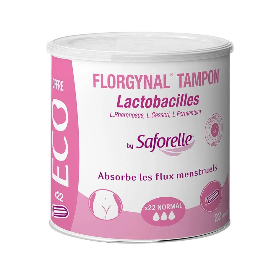 Saforelle Florgynal Tampons met Lactobacillus voor menstruatie Compact normaal zonder inbrenghuls ECO x22