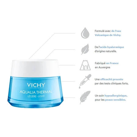 Vichy Aqualia Feuchtigkeitscreme Leichtes Thermalwasser Hyaluronsäure 50ml