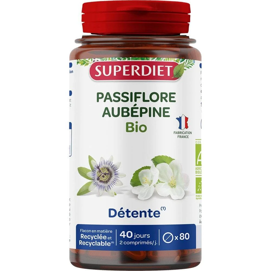 Superdiet Bio Passiebloem-Aubepine 80 tabletten