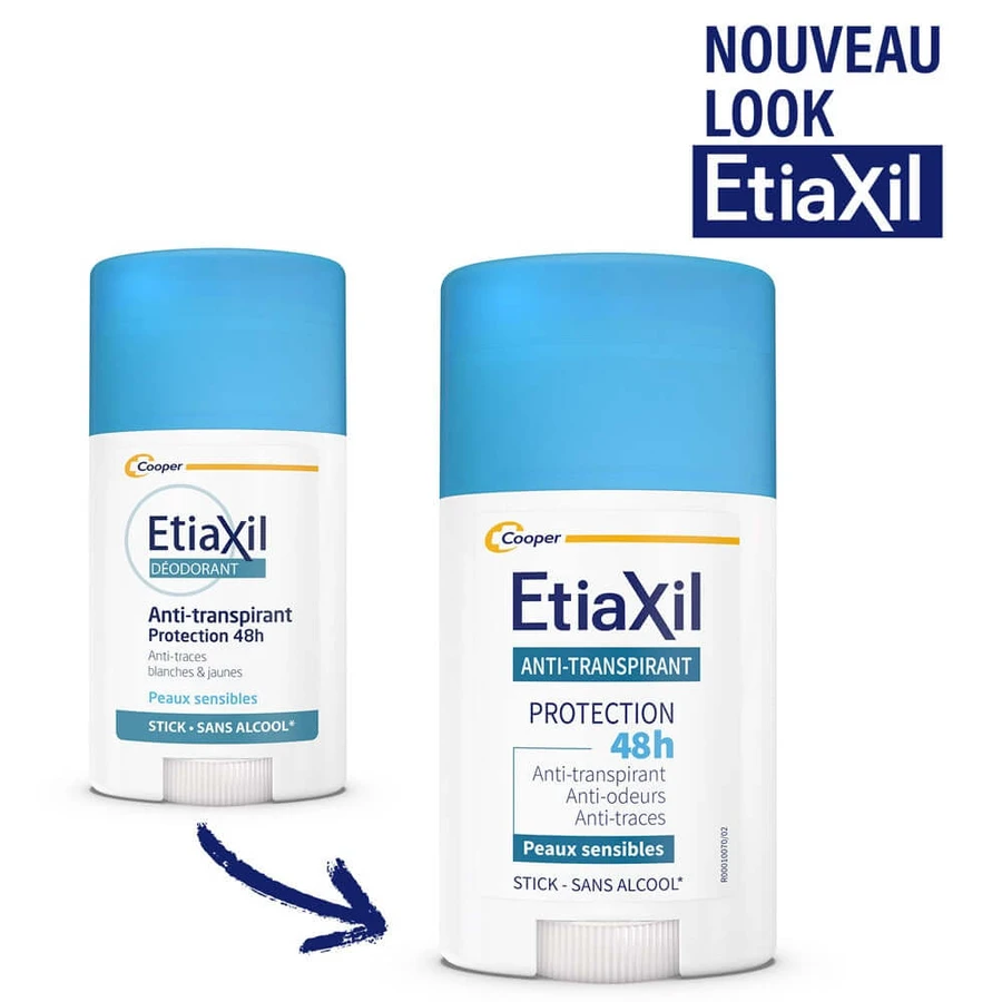 Etiaxil Déodorant Stick Aisselles Anti-transpirant 48h Anti-traces Blanches Et Jaunes 40ml