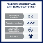 Etiaxil Déodorant Stick Aisselles Anti-transpirant 48h Anti-traces Blanches Et Jaunes 40ml