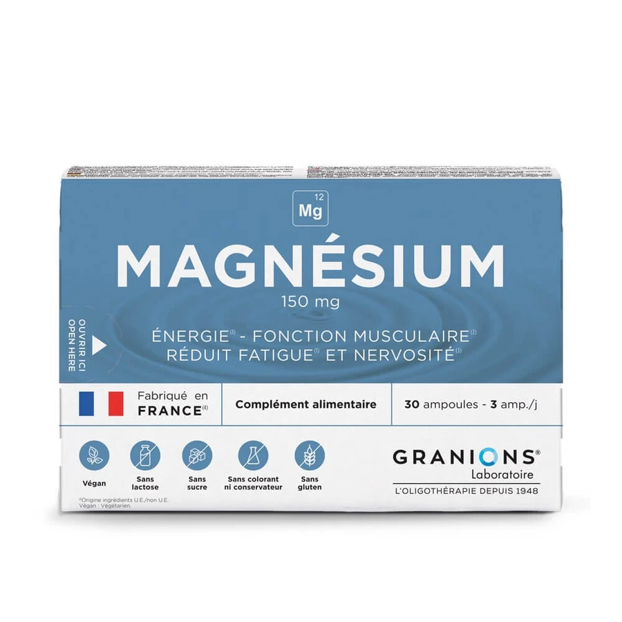 Granions Magnesium 150 mg Reduktion der Müdigkeit 30 Ampullen