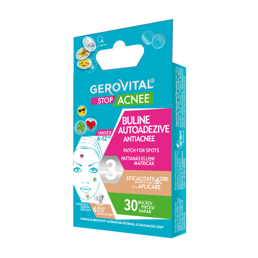 Buline autoadezive antiacnee Gerovital Stop Acnee, 30 bucati, Farmec