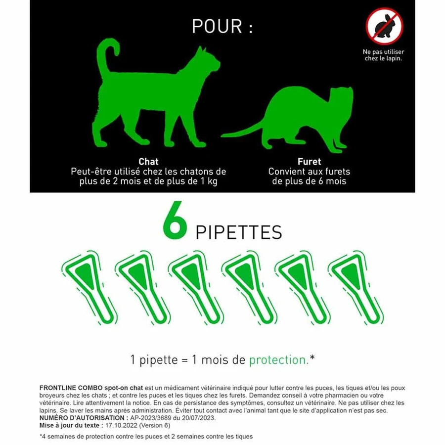 Frontline Combo Spot-on Cat and Ferret 6 0.5 ml Pipettes