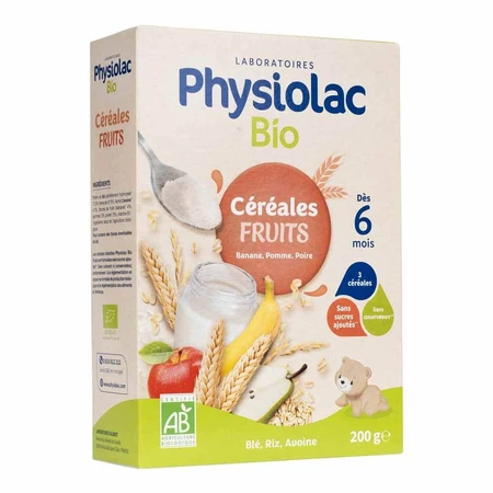 Physiolac Cereal Fruit Banana Apple Pear 6 Months Organic 200g
