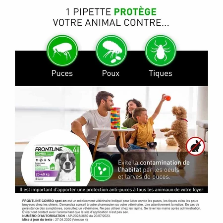 Frontline Combo spot-on hond L 20-40 kg 4 pipetten 2,68 ml