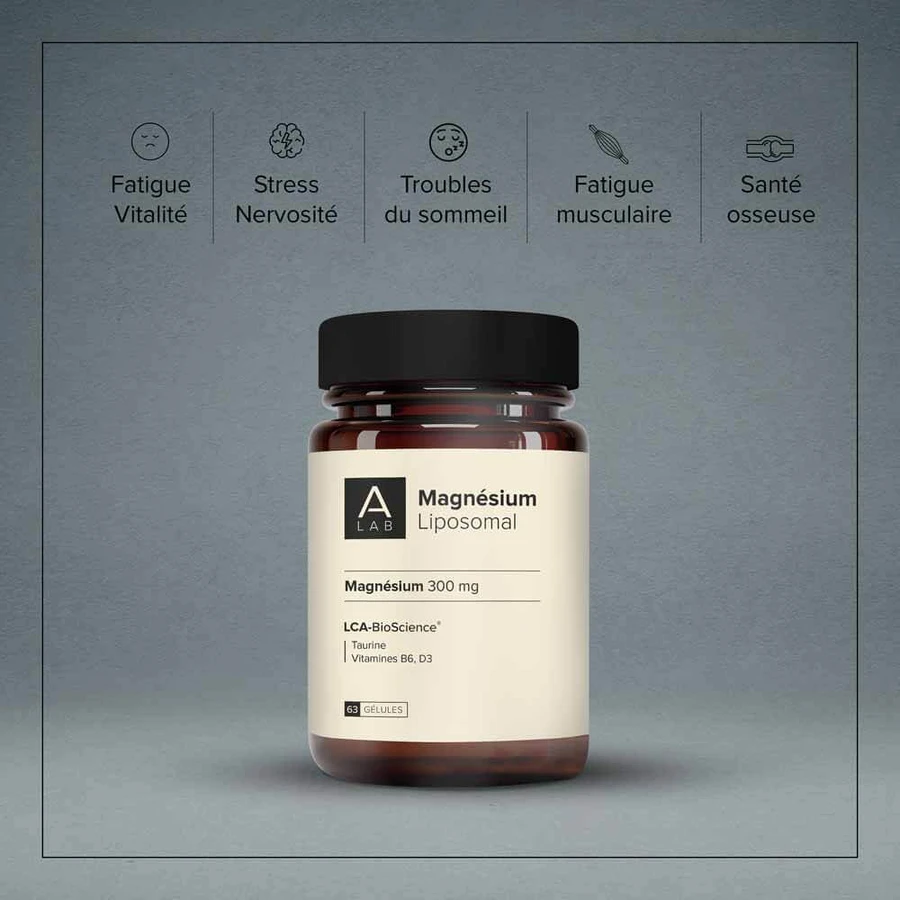 A-LAB Magnesium liposomaal 300 mg Stress Vermoeidheid Slaapstoornissen 63 capsules