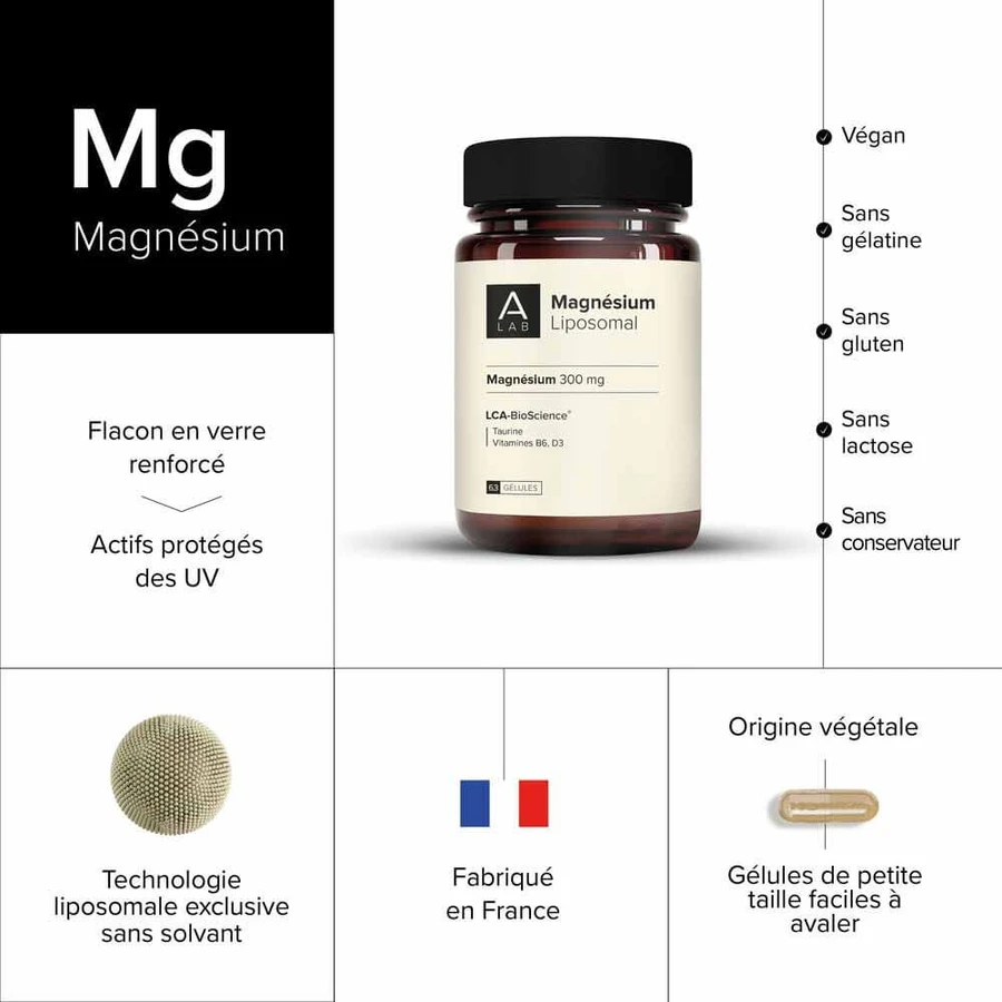 A-LAB Magnesium liposomaal 300 mg Stress Vermoeidheid Slaapstoornissen 63 capsules