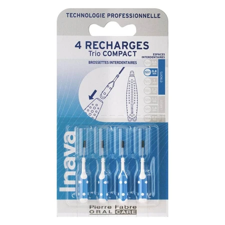Inava Interdentale ragers 0.8 mm Blauw navullingen x4