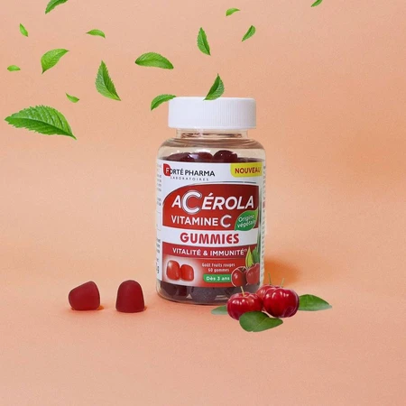 Forté Pharma Acérola Riche en Vitamine C naturelle 60 gommes à mâcher
