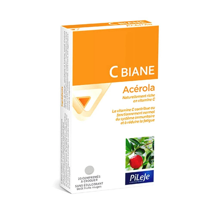 Pileje C Biane Acerola Sabor Frutos Rojos Comprimidos Masticables X20 Goût Fruits Rouges 20 Comprimés à Croquer