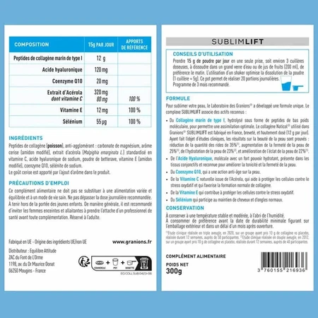 Granions SublimLift Collagen+ und Beauty Anti-rides Hydratation et éclat 300g