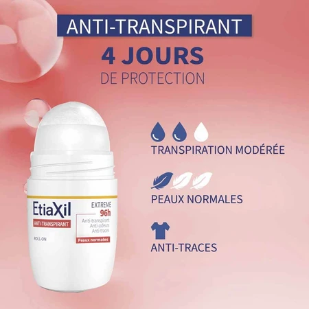 Etiaxil Déodorant Anti-transpirant Aisselles Extrême 96h Roll on 50ml