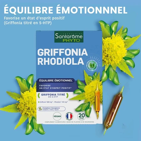 Santarome Griffonia Rhodiola Emotionales Gleichgewicht 20 Fläschchen