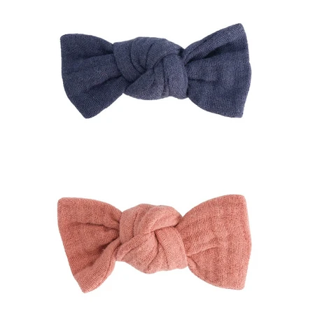 Bachca Hair clips with cotton gauze bow x2