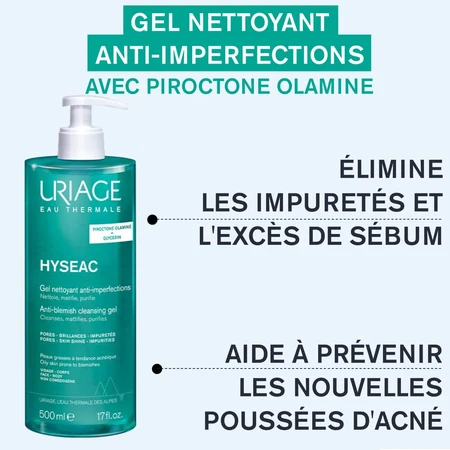 Uriage Hyseac Purifying Cleansing Gel Gemischte oder fettige Haut Peaux Mixtes A Grasses 500ml
