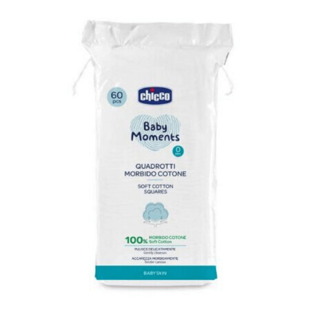 Dischete din bumbac pentru igiena zilnica Baby Moments, 60 bucati, Chicco