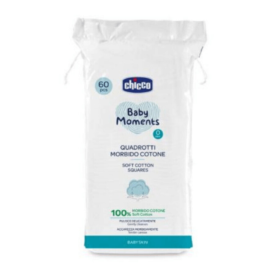 Dischete din bumbac pentru igiena zilnica Baby Moments, 60 bucati, Chicco