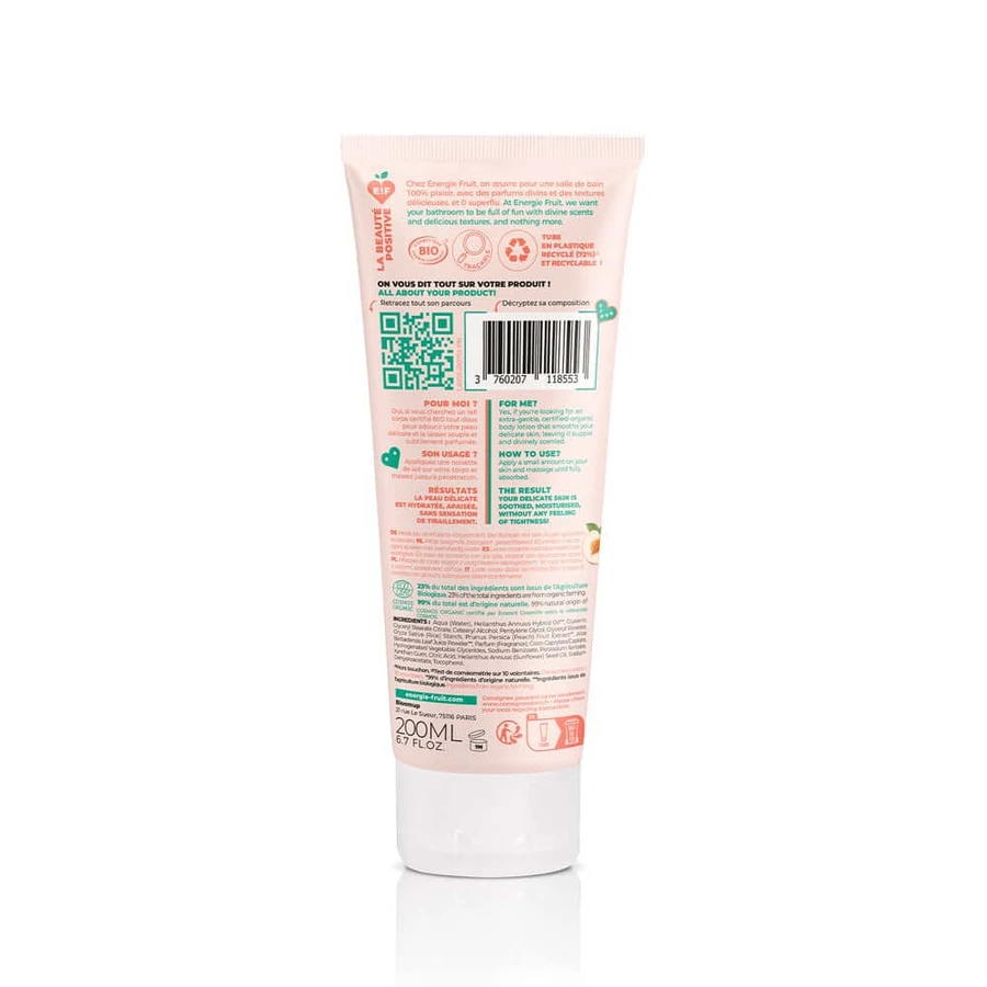 Energie Fruit Certified ORGANIC Witte Perzik Rijst Water Lichaamsdelicatesse PECHE BLANCHE ET EAU DE RIZ 200ML