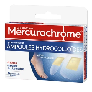 Mercurochrom-Hydrokolloidpflaster gegen Blasenbildung, 6 Stück in 2 Größen