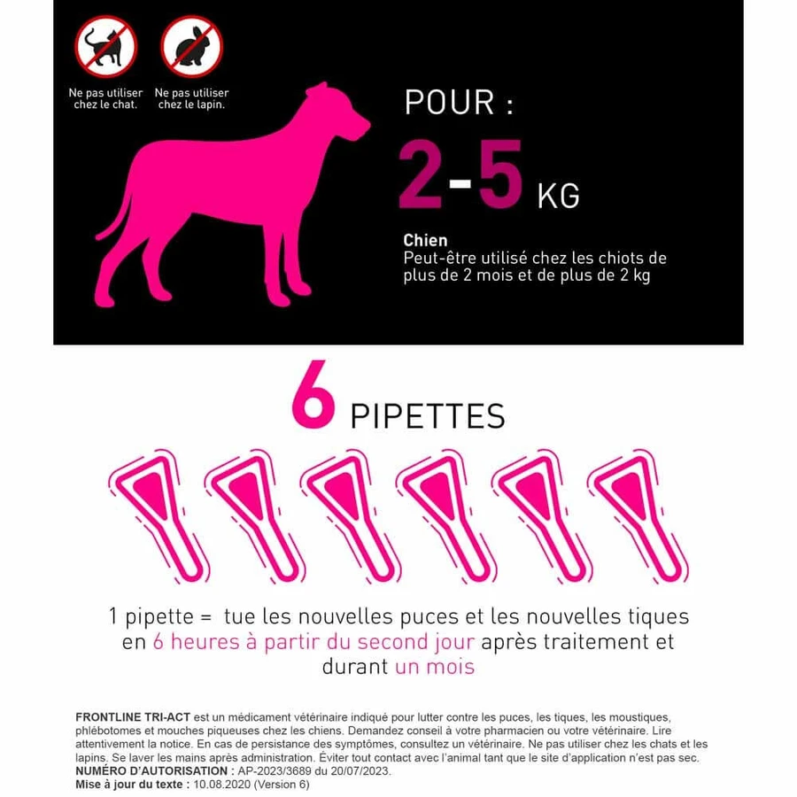 Frontline Tri-act Spot-on Dog 2-5 kg 6 0.5 ml pipettes