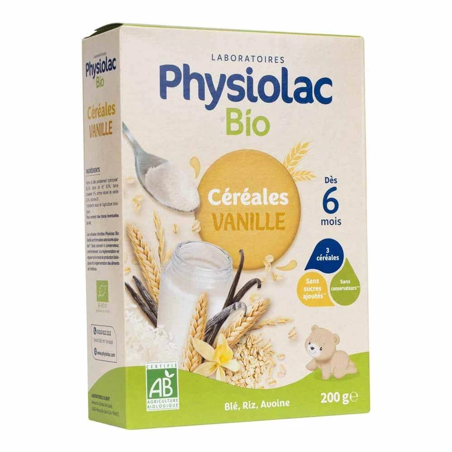 Physiolac Cereal Blue Rice Vanilla Oats 6 months Organic 200g