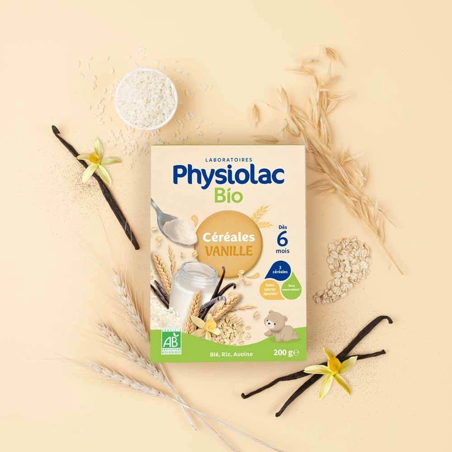 Physiolac Cereal Blue Rice Vanilla Oats 6 months Organic 200g