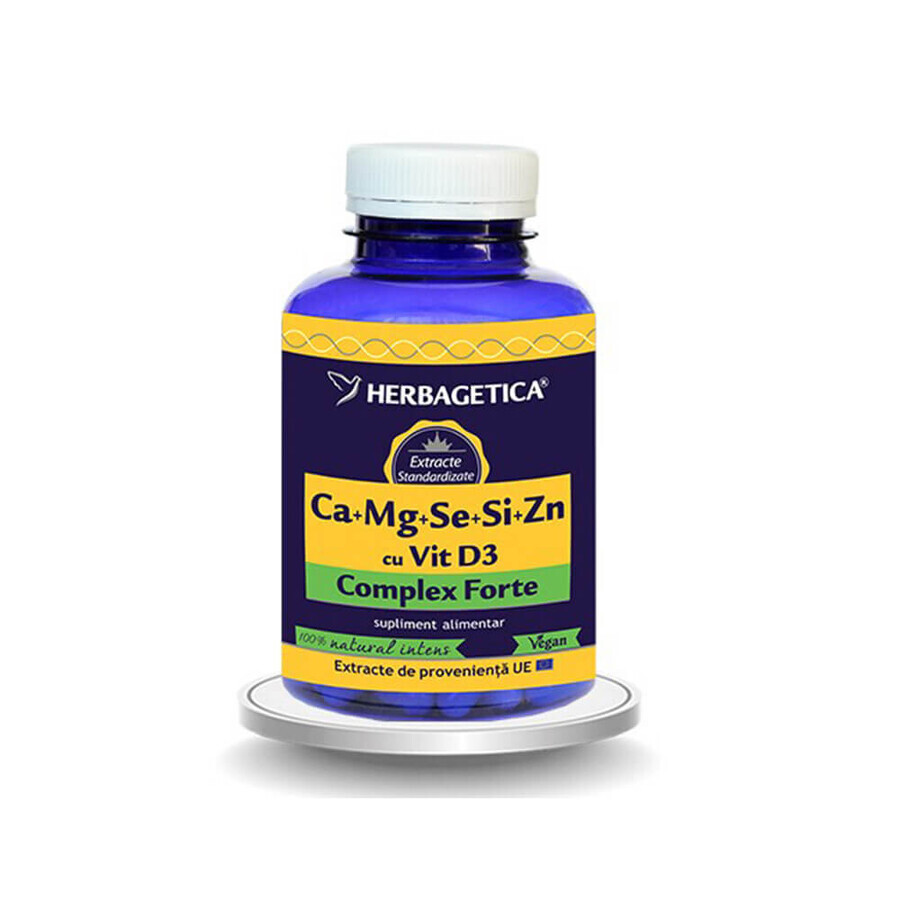 Ca+Mg+Se+Si+Zn Biologici con Vitamina D3, 120 capsule, Herbagetica