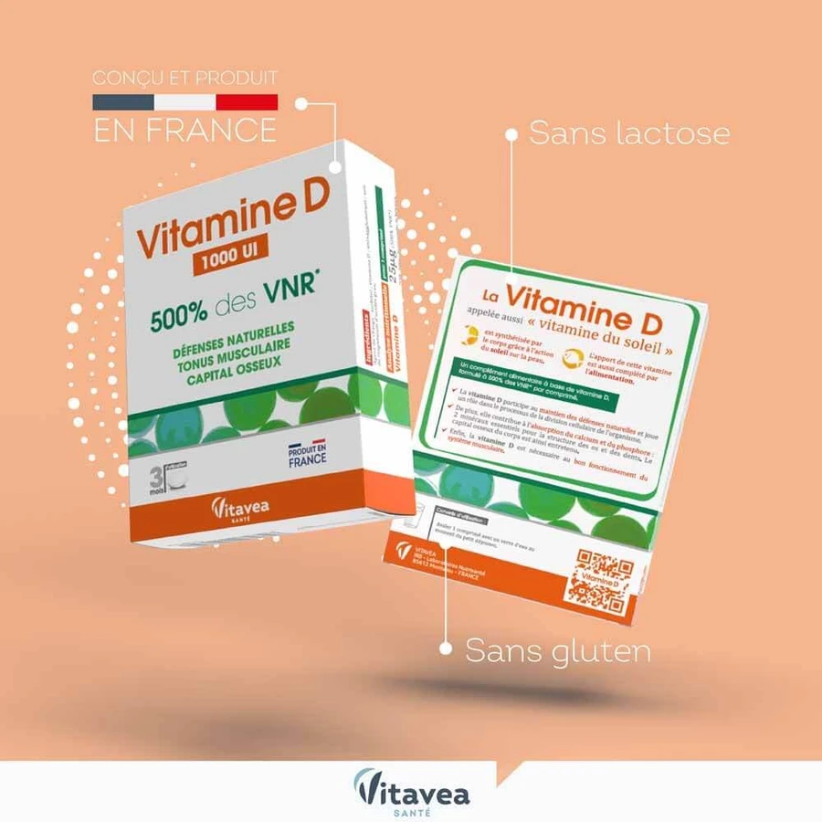 Vitavea Santé Vitamine D 500% VNR 2x90 comprimés