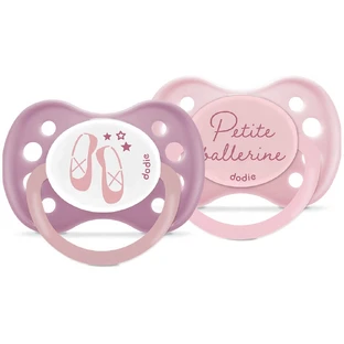 Dodie Symmetrical soothers for baby girls When I grow up 6 months or older x2