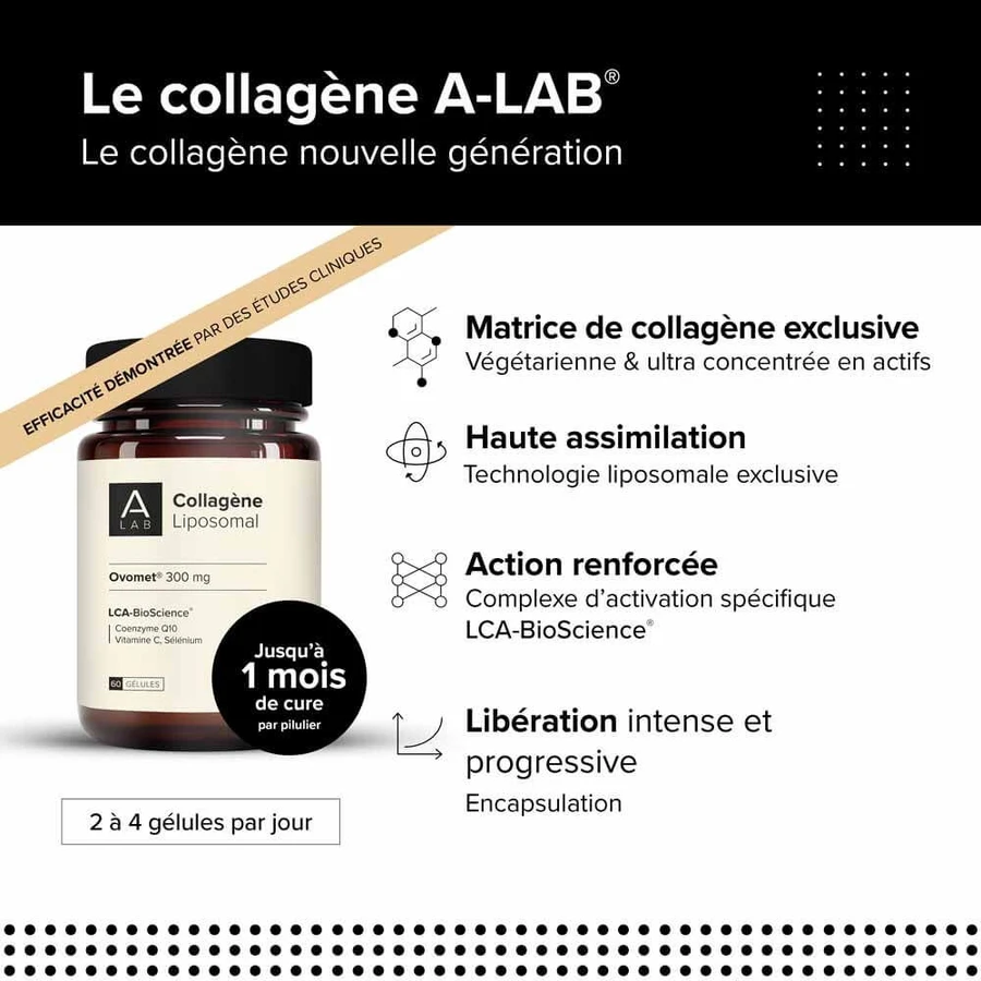 A-LAB Colagen lipozomal 300 mg Anti-îmbătrânire Hidratant pentru articulații 60 capsule