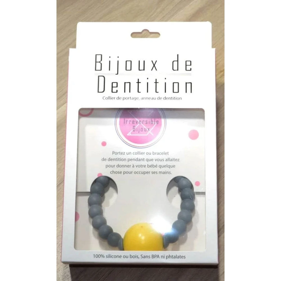 Pulsera Sonajero Irreversible Silicona Gris/Amarillo