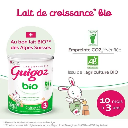 Guigoz Mleko w proszku organiczne Raiser 3 od 10 miesięcy do 3 lat 800g: ceny i cechy
